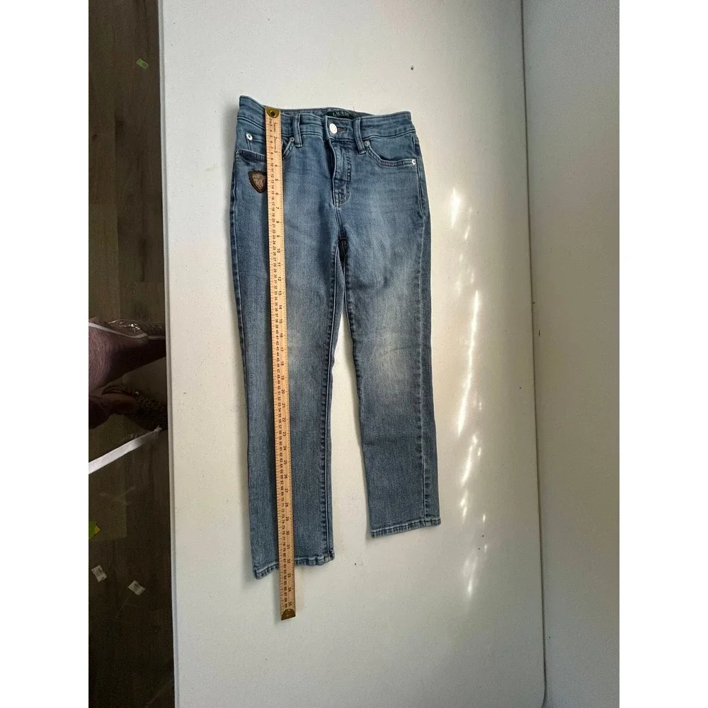 Ralph Lauren Kids Blue Denim Jeans Embellished Logo Straight‎ Leg Cotton Blend